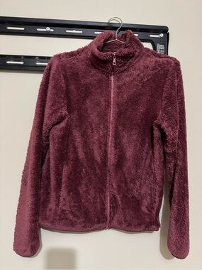 Uniqlo Plush Full-Zip Teddy Jacket - Wine